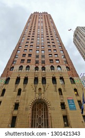 DETROIT, MI -10 NOV 2018- Exterior View Of The Guardian Building (formerly Union Trust), A Landmark Art Deco Tower, Designated As National Historic Landmark, In Downtown Detroit, Michigan.