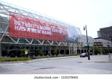 Detroit, MI - September 2019: TCF Center Facade With A Digital Sign That Says: 