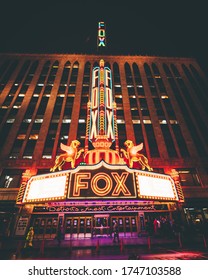 DETROIT, MI, UNITED STATES - Nov 07, 2019: Night Shot Of The Fox Theatre In Downtown Detroit, MI