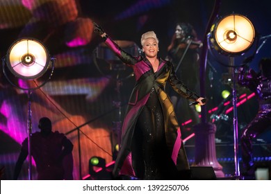 Detroit, MI /USA - 04-26-2019: P!nk performing live at the Little Caesar's Arena