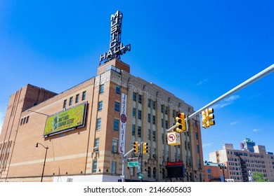 Detroit, MI, USA, 2021-05-29: Exterior Of Music Hall Center