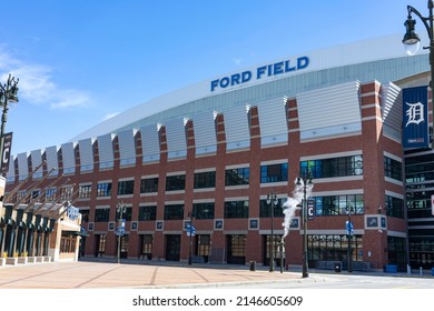 Detroit, MI, USA, 2021-05-29: Exterior Of Ford Field Stadium