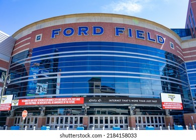 Detroit, MI, USA, 2021-05-29: Exterior Of Ford Field In Detroit