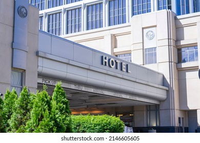 Detroit, MI, USA, 2021-05-29: Hotel Entrance Of MGM Grand