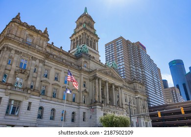 Detroit, MI, USA, 2021-05-29: Old Wayne County Building On Summer Day