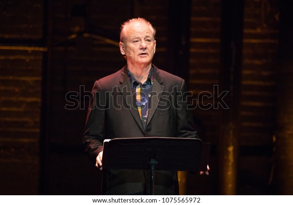 Detroit, MI / USA - April 18, 2018: Bill\
Murray, Jan Volger & Friends brought their ‘New Worlds’ tour\
to  The Fillmore Detroit and perform live.\

