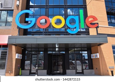 DETROIT, MI / USA - JUNE 30, 2019:  Googleâ€™s new office near Little Caesars arena in Detroit, shown here, opened in 2018 and employs around 100 people.