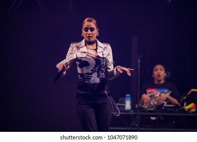 Detroit, MI / USA - March 13, 2018: Kehlani performing at Little Caesars Arena in support of Demi Lovato’s Tell Me You Love Me world tour.