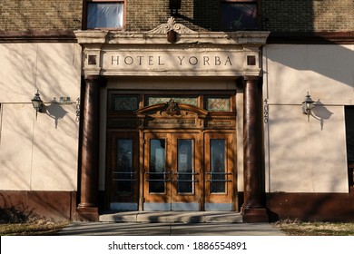 DETROIT, MICHAGAN - JANUARY 17, 2019: Hotel Yorba, outside downtown Detroit.