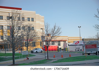 Detroit, Michigan - Apr. 11, 2020: Detroit Veterans Administration Hospital Building And Grounds                               