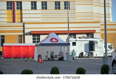 Detroit, Michigan - Apr. 11, 2020: Detroit Veterans Administration Hospital Building And Grounds                               