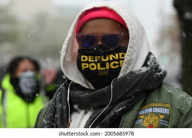 Detroit, Michigan, USA April 20, 2021 Derek Chauvin Verdict Protest About Police Brutality.