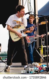 DETROIT, MICHIGAN / USA - JULY 27, 2019: Dylan Minnette Of Wallows Performs Live At Mo Pop Music Festival