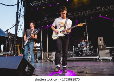 DETROIT, MICHIGAN / USA - JULY 27, 2019: Dylan Minnette Of Wallows Performs Live At Mo Pop Music Festival