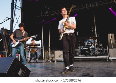 DETROIT, MICHIGAN / USA - JULY 27, 2019: Dylan Minnette Of Wallows Performs Live At Mo Pop Music Festival