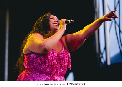 DETROIT, MICHIGAN / USA - JULY 27, 2019: Lizzo Performs Live At Mo Pop Music Festival