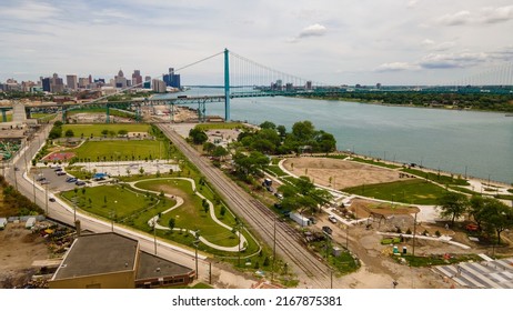 Detroit, Michigan USA - June 10, 2022: Riverside Park Undergoing A Huge Renovation Project To Link Greenway Space And Add Facilities