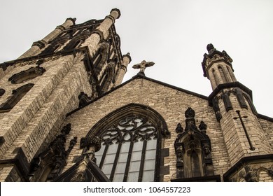 Detroit, Michigan, USA - March 28, 2018: Exterior Of The St. Johns Episcopal Church. The Victorian Gothic Church Is Located In The Historic Grand Circus Park Neighborhood In Downtown Detroit.