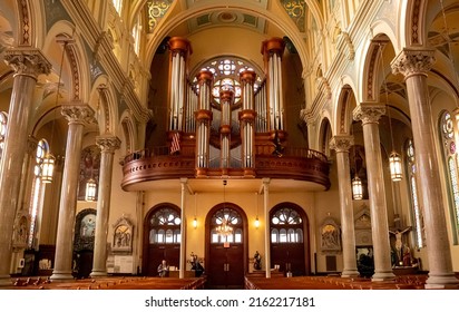 Detroit, Michigan, USA - November 23, 2018: Interior of Saint Mary Roman Catholic Church in Greektown Historic District, Detroit, United States
