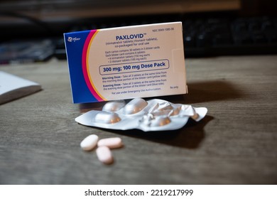 Detroit, Michigan -USA- October 26, 2022:  Paxlovid Tablets By Pfizer, Nirmatrelvir And Ritonavir Tablets For CoVid 19 Treatment