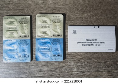 Detroit, Michigan -USA- October 26, 2022:  Paxlovid Tablets By Pfizer, Nirmatrelvir And Ritonavir Tablets For CoVid 19 Treatment