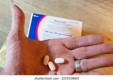 Detroit, Michigan -USA- October 26, 2022:  Paxlovid Tablets By Pfizer, Nirmatrelvir And Ritonavir Tablets For CoVid 19 Treatment