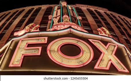 Detroit, Michigan/USA - 11-18-2018: Fox Theater Of Detroit Front Marquee 