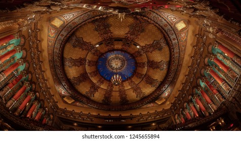 Detroit, Michigan/USA- 11-18-2018: Fox Theater Of Detroit, View Of Historic Ceiling