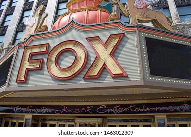 DETROIT, MICHIGAN/USA July 26, 2019: Fox Theatre, An Entertainment Venue In Downtown Detroit, Michigan, July 26, 2019