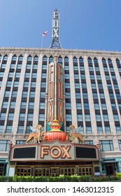 DETROIT, MICHIGAN/USA July 26, 2019: Fox Theatre, An Entertainment Venue In Downtown Detroit, Michigan, July 26, 2019