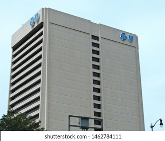 Detroit, Mich./USA-7/24/19: Downtown Administrative Offices Of Blue Cross Blue Shield Of Michigan.                               