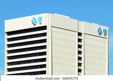 DETROIT, MI-OCTOBER, 2015:  Headquarters For Blue Cross Blue Shield Of Michigan In Downtown Detroit. Blue Cross Blue Shield Is One The Largest Health Insurers In The USA.