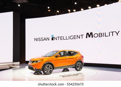 DETROIT, MI/USA - JANUARY 9, 2017: A Nissan Rogue Sport (Qashqai) SUV At The North American International Auto Show (NAIAS).