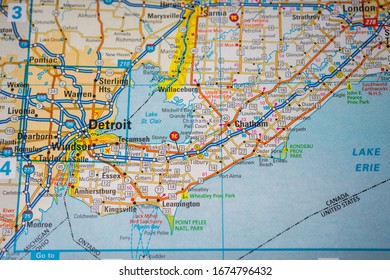 Detroit On Usa Travel Map Stock Photo 1674796432 | Shutterstock