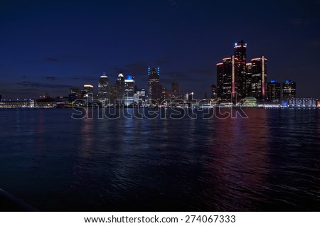 Detroit Skyline at Night 2015 
