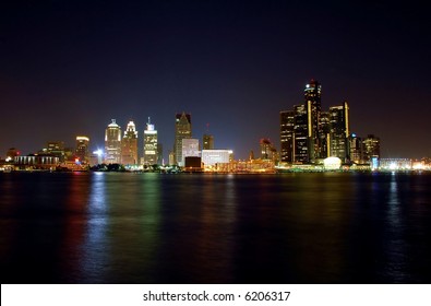 Detroit Skyline At Night