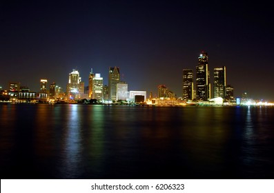 Detroit Skyline At Night