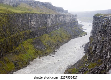 Dettifoss waterfalls in summer season view, Iceland. Icelandic landscape.