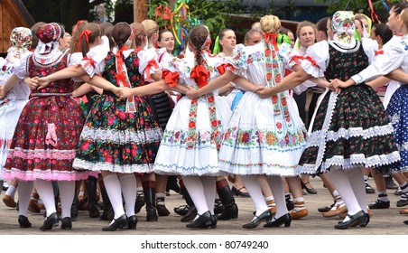 DETVA, SLOVAKIA - JULY 10: Dancers Participate In The Slovakian Folklore Festival Detva July 10, 2011 In Detva, Slovakia.