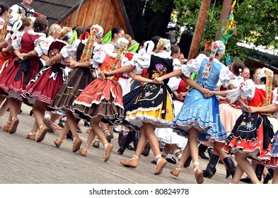 DETVA, SLOVAKIA - JULY 10: Unidentified Dancers Participate In The Slovakian Folklore Festival Detva July 10, 2011 In Detva, Slovakia.