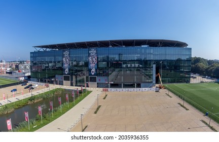 Deurne, Antwerp, Belgium 09.03.2021 Aerial Drone Photo Of Royal Antwerp Football Club Stadium Called Bosuil