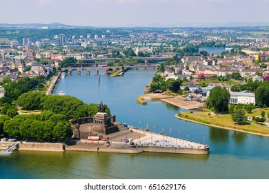 Deutsches Eck, Koblenz, Germany, View from the fortress Ehrenbreitstein