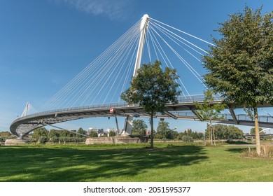 Deux Rives footbridge, bridge for pedestrians and cyclists on the Rhine between Kehl and Strasbourg. The bridge symbolizes peace in Europe.