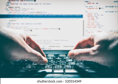 Developer Development Web Code Tech Coding Program Programming Html Screen Script Internet Profession Dictionary Communication Occupation Identity Concept - Stock Image