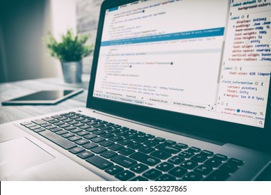developer development web code tech coding program programming html screen script internet profession dictionary communication occupation identity concept - stock image