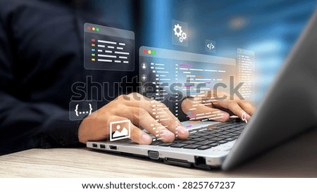 Developer Writing Code on a Laptop. Software Programming, Coding Development, Web Application Creation, Code Editor, Software Engineering, Digital Technology, Programming, Application Development