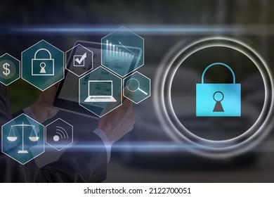 Developing network security system. Internet data security concept. laptop.