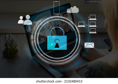 Developing network security system. Internet data security concept. laptop.