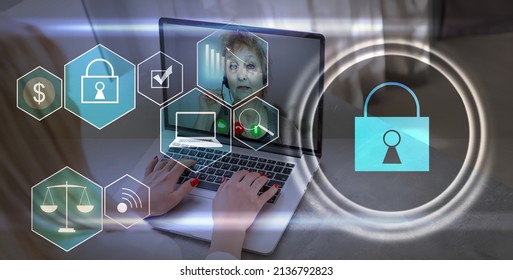 Developing network security system. Internet data security concept. laptop.