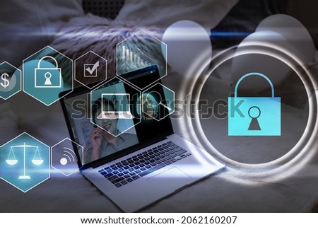 Developing network security system. Internet data security concept. laptop.